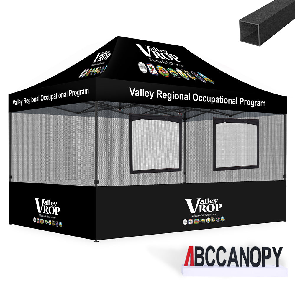 ABCCANOPY Custom Food Booth with 2 Roll-Up Serving Windows & Commercial-Grade Mesh