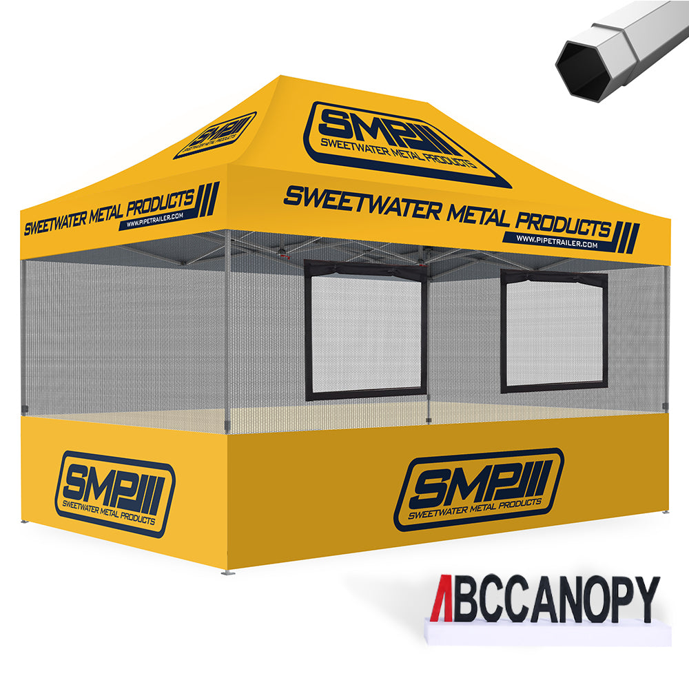 ABCCANOPY Custom Food Booth with 2 Roll-Up Serving Windows & Commercial-Grade Mesh