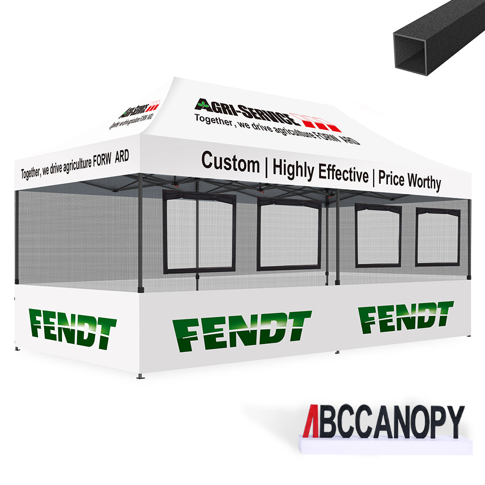 ABCCANOPY Custom Food Booth with 2 Roll-Up Serving Windows & Commercial-Grade Mesh