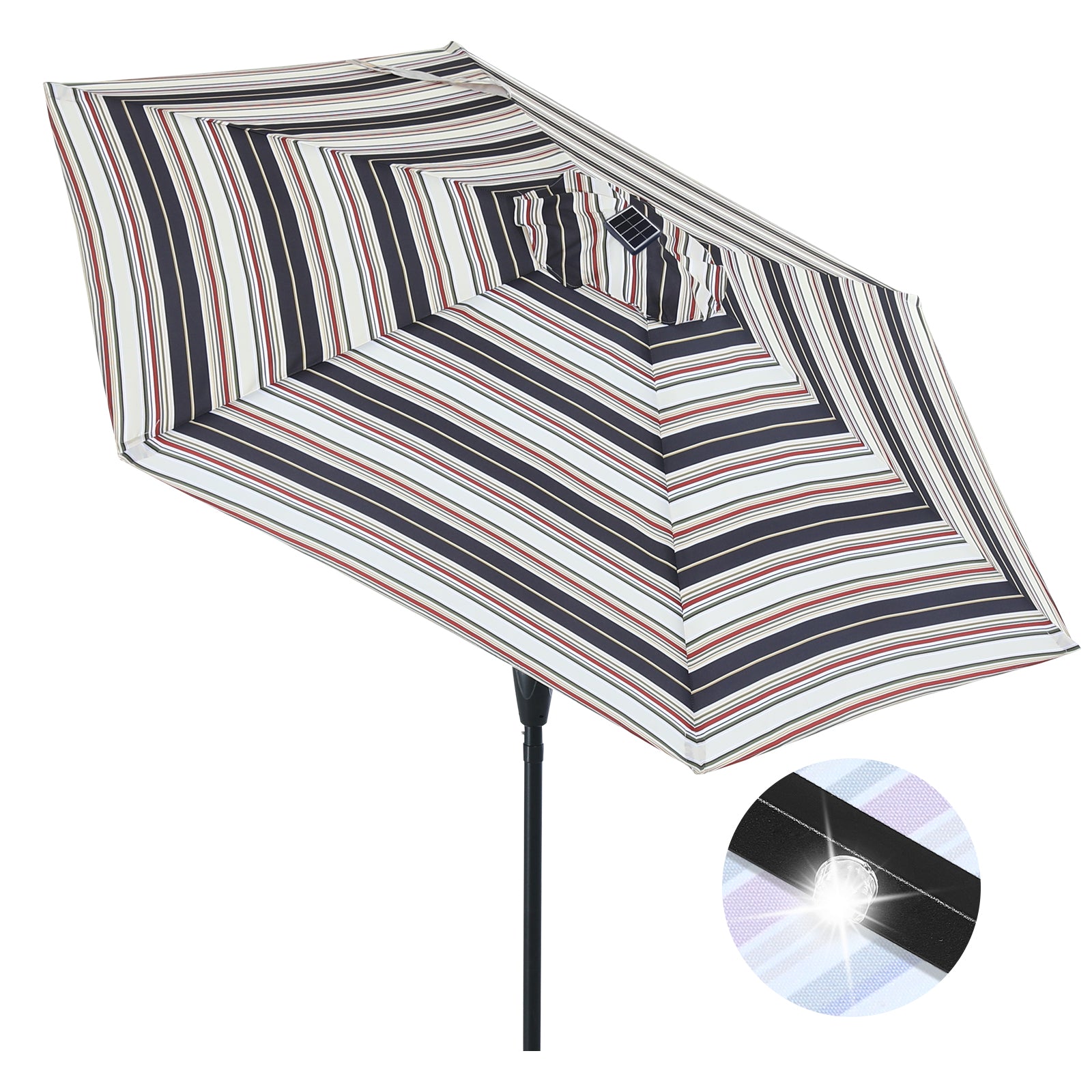 ABCCANOPY Outdoor Solar Patio Umbrella 7.5FT with 32 LED Lights 6 Ribs