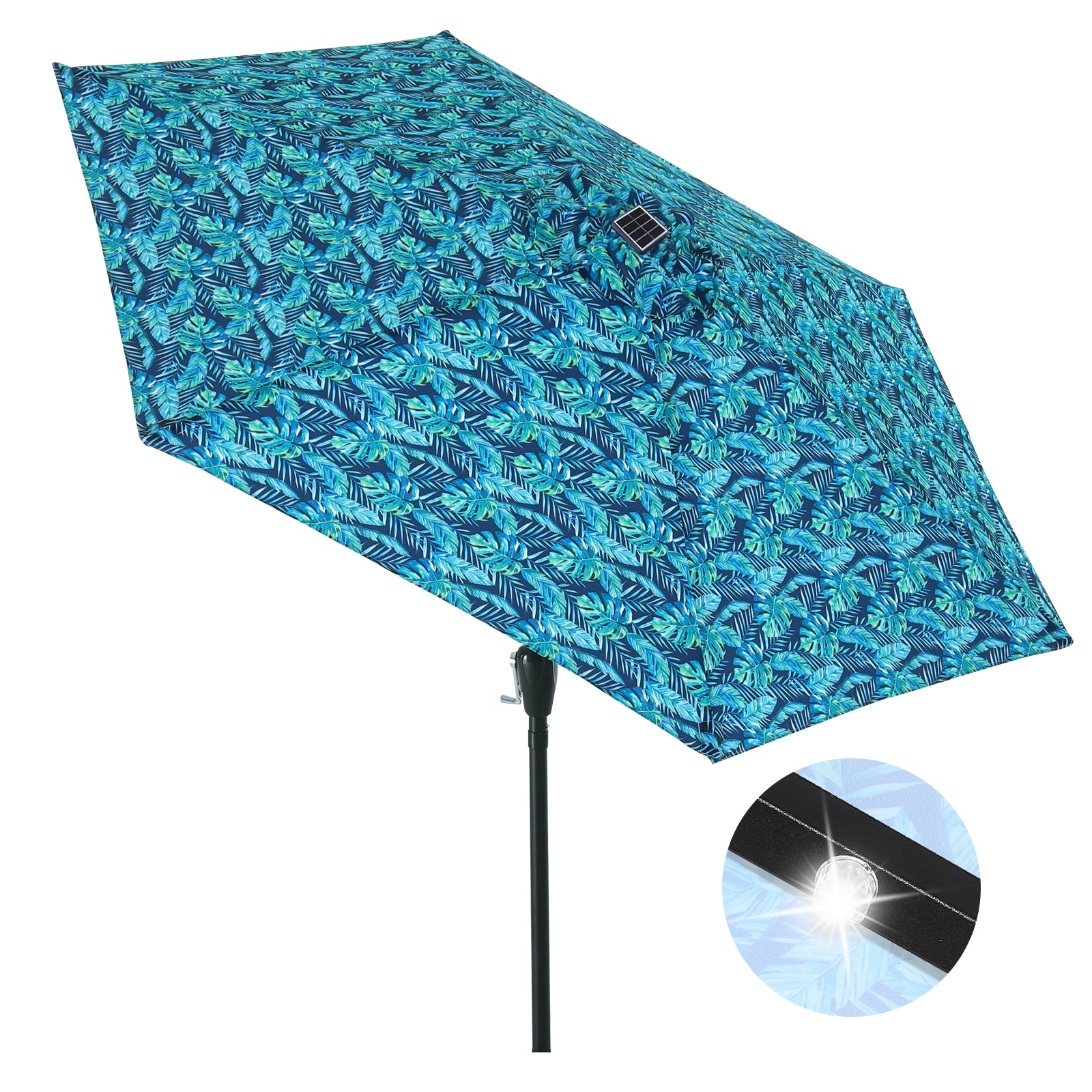 ABCCANOPY Outdoor Solar Patio Umbrella 7.5FT with 32 LED Lights 6 Ribs