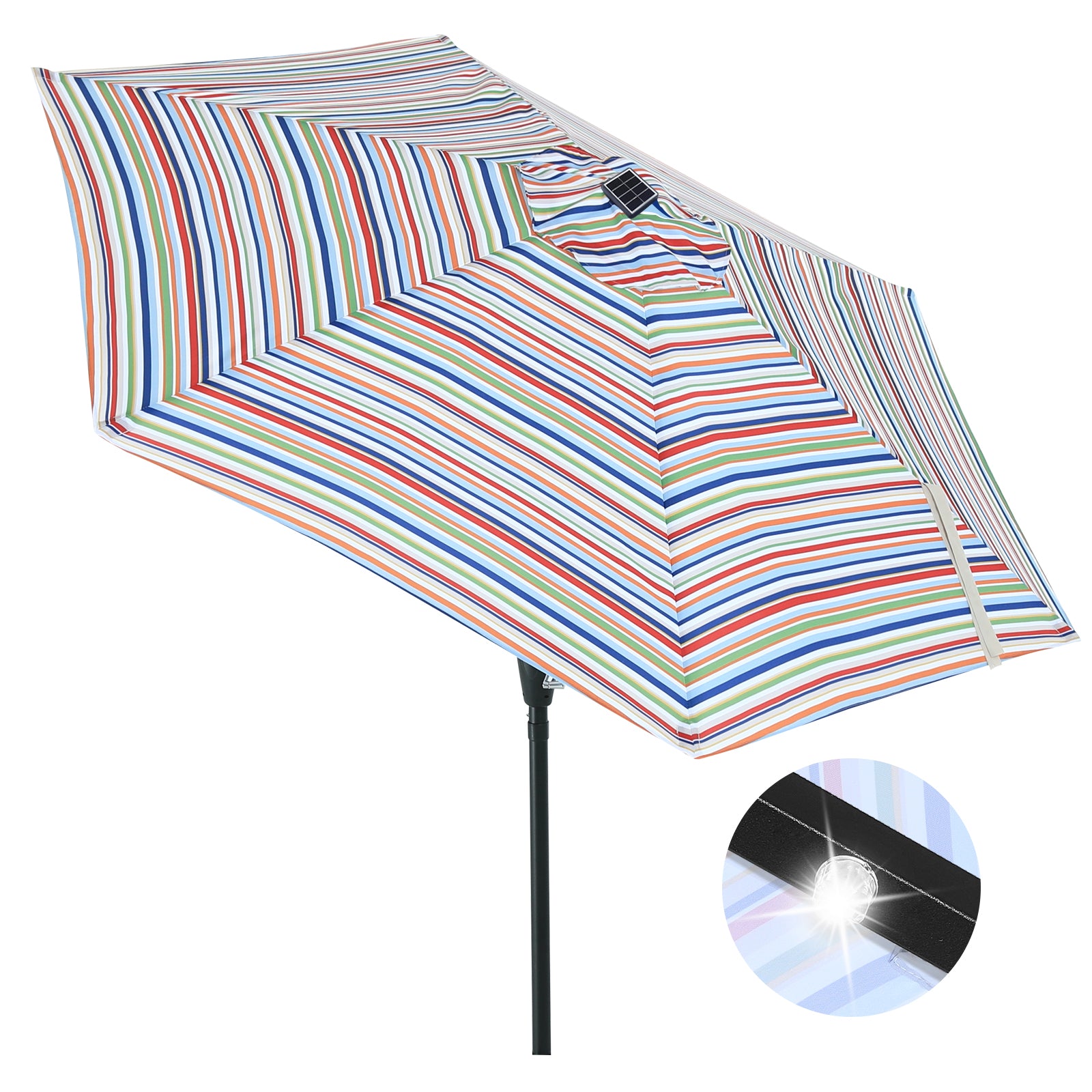 ABCCANOPY Outdoor Solar Patio Umbrella 7.5FT with 32 LED Lights 6 Ribs