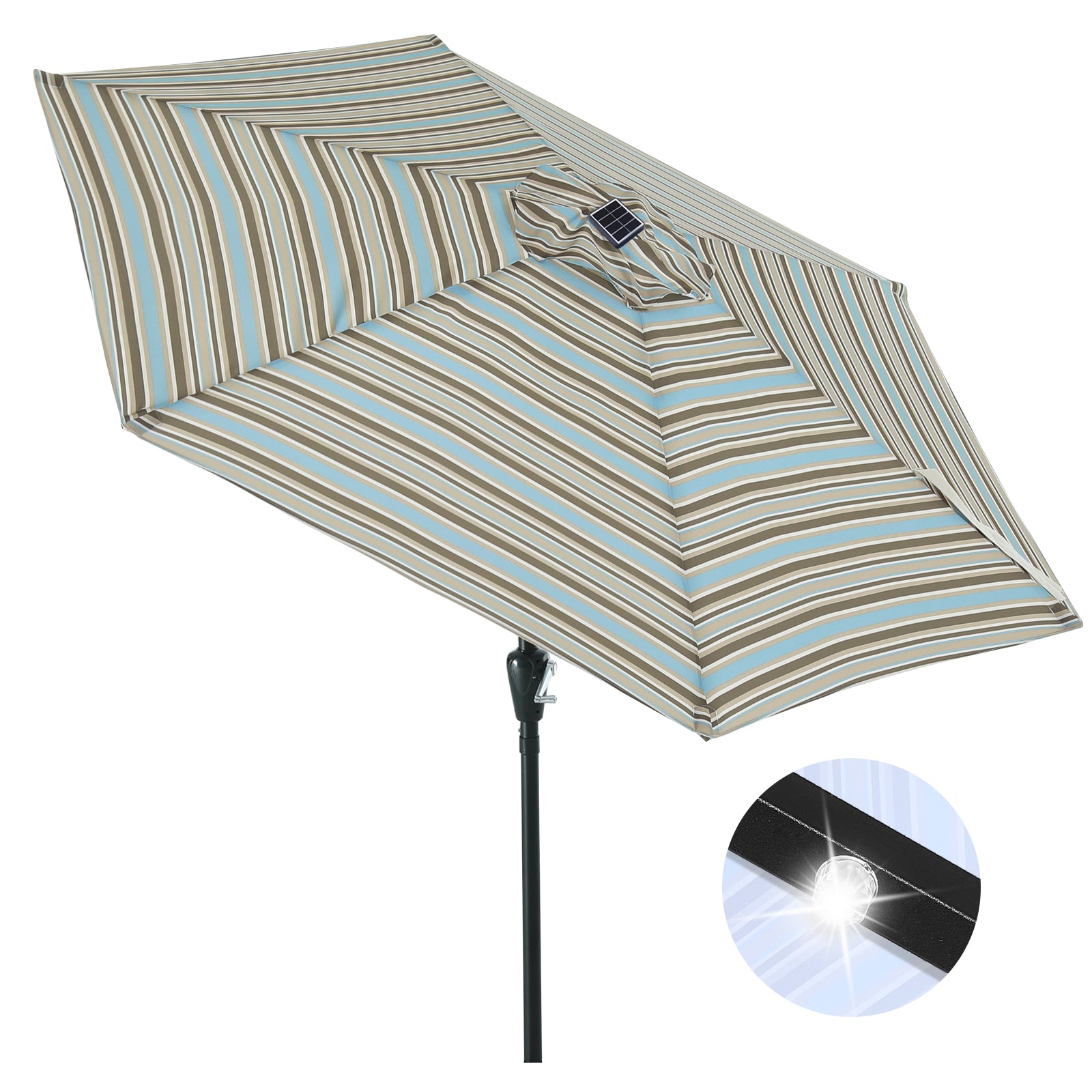 ABCCANOPY Outdoor Solar Patio Umbrella 7.5FT with 32 LED Lights 6 Ribs