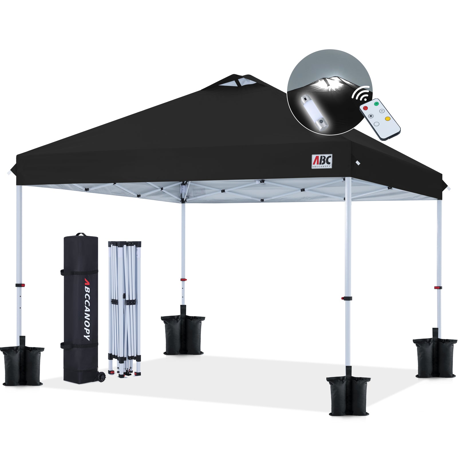 ABCCANOPY Durable Easy Pop up Canopy Tent 10x10 with LED Lights