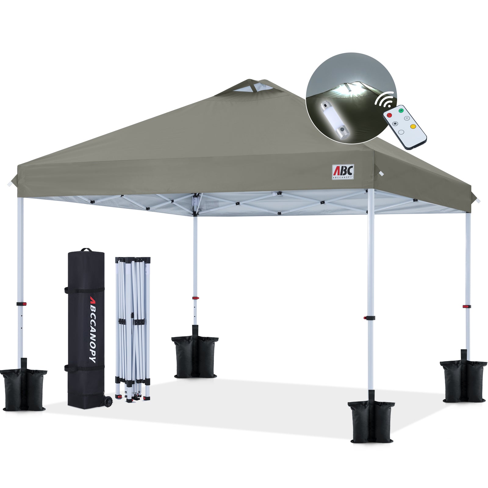 ABCCANOPY Durable Easy Pop up Canopy Tent 10x10 with LED Lights