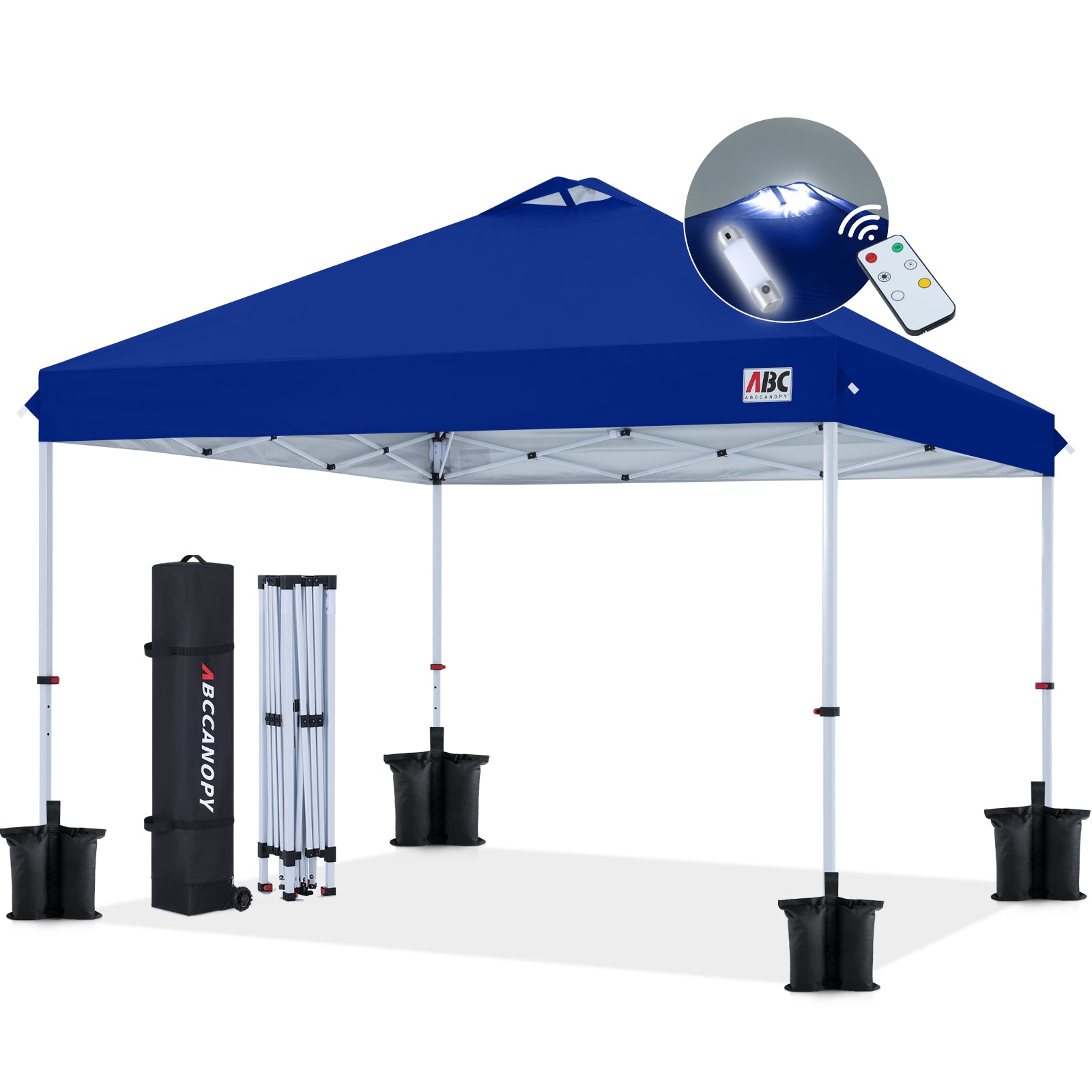 ABCCANOPY Durable Easy Pop up Canopy Tent 10x10 with LED Lights