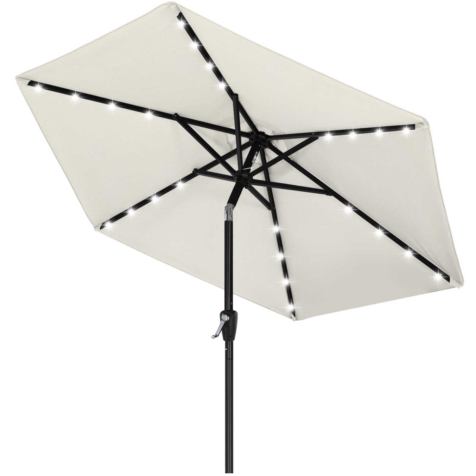 ABCCANOPY Outdoor Solar Patio Umbrella 7.5FT with 32 LED Lights 6 Ribs