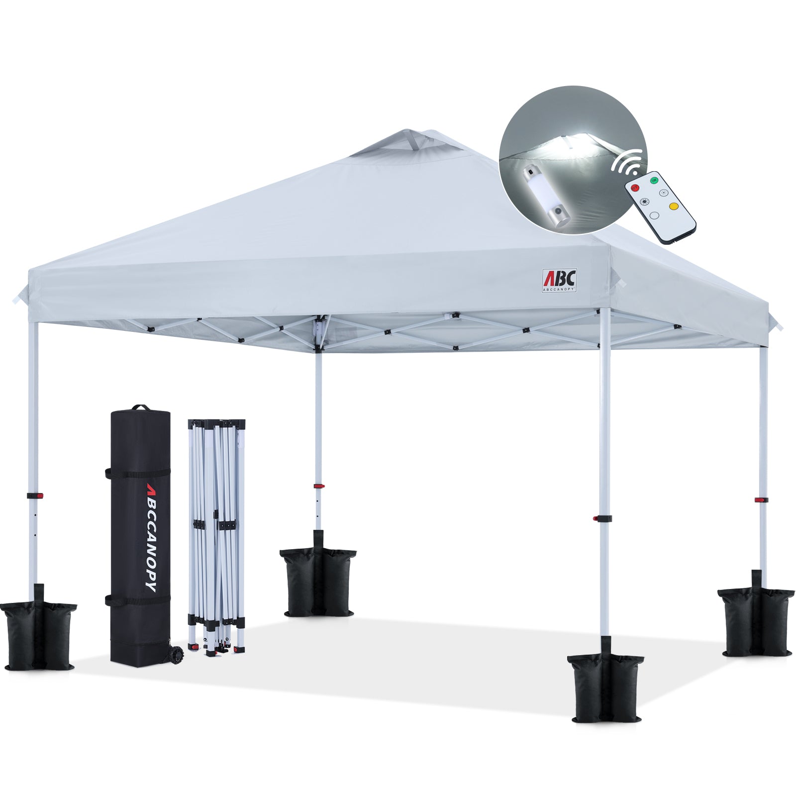 ABCCANOPY Durable Easy Pop up Canopy Tent 10x10 with LED Lights