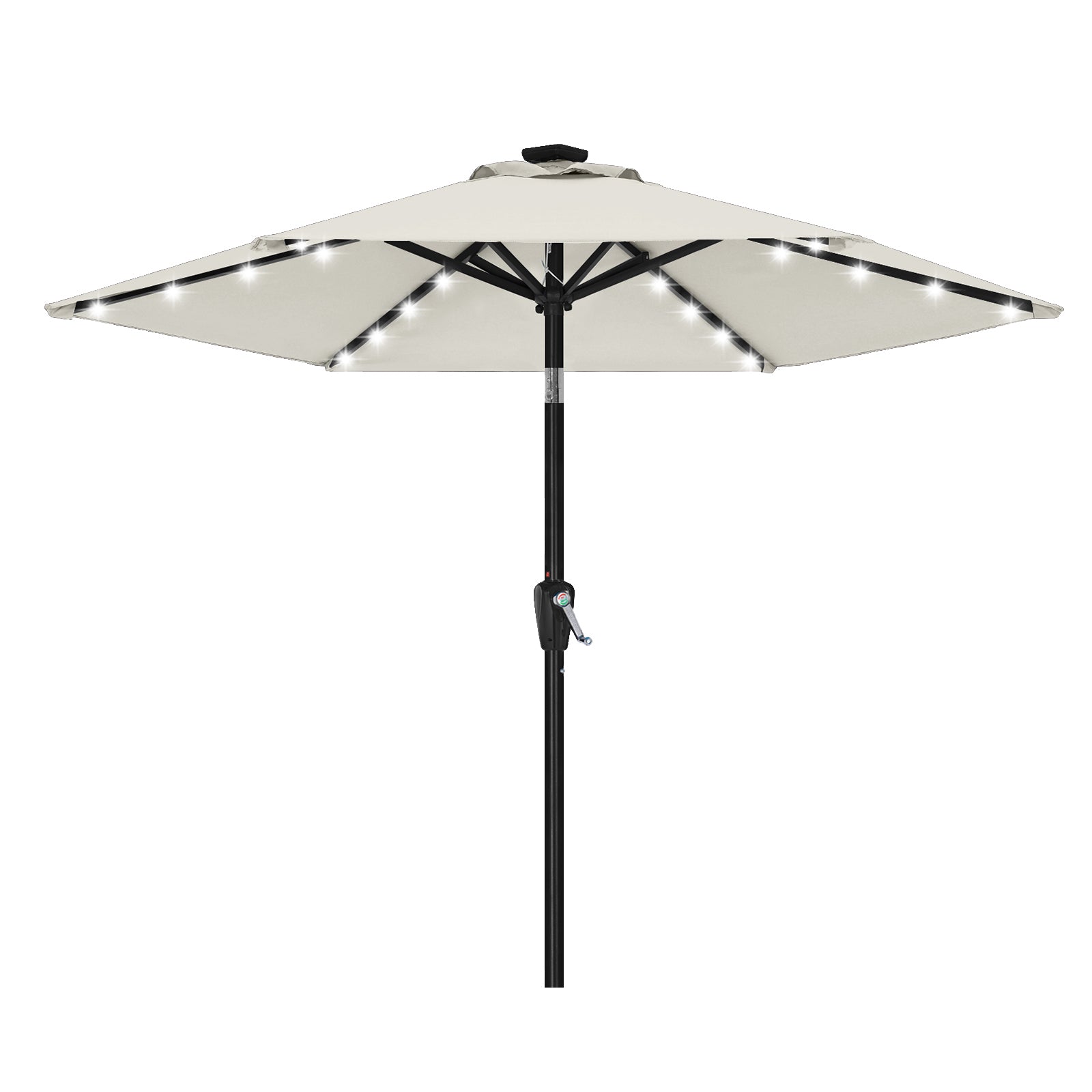 ABCCANOPY Outdoor Solar Patio Umbrella 7.5FT with 32 LED Lights 6 Ribs