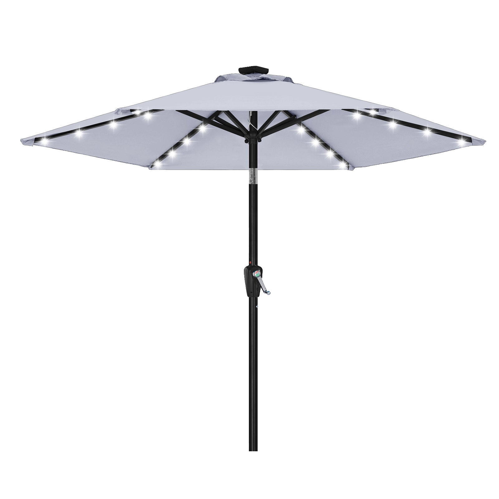 ABCCANOPY Outdoor Solar Patio Umbrella 7.5FT with 32 LED Lights 6 Ribs