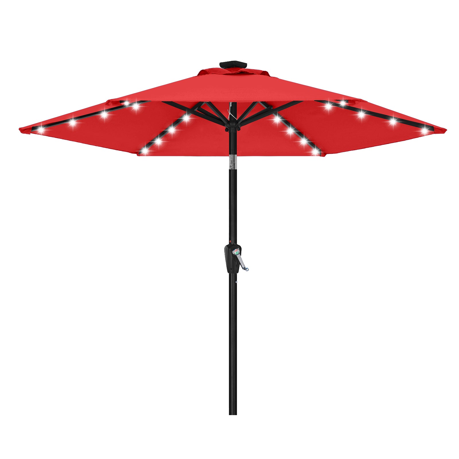 ABCCANOPY Outdoor Solar Patio Umbrella 7.5FT with 32 LED Lights 6 Ribs