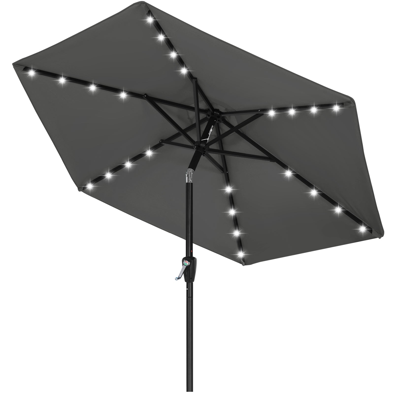 ABCCANOPY Outdoor Solar Patio Umbrella 7.5FT with 32 LED Lights 6 Ribs