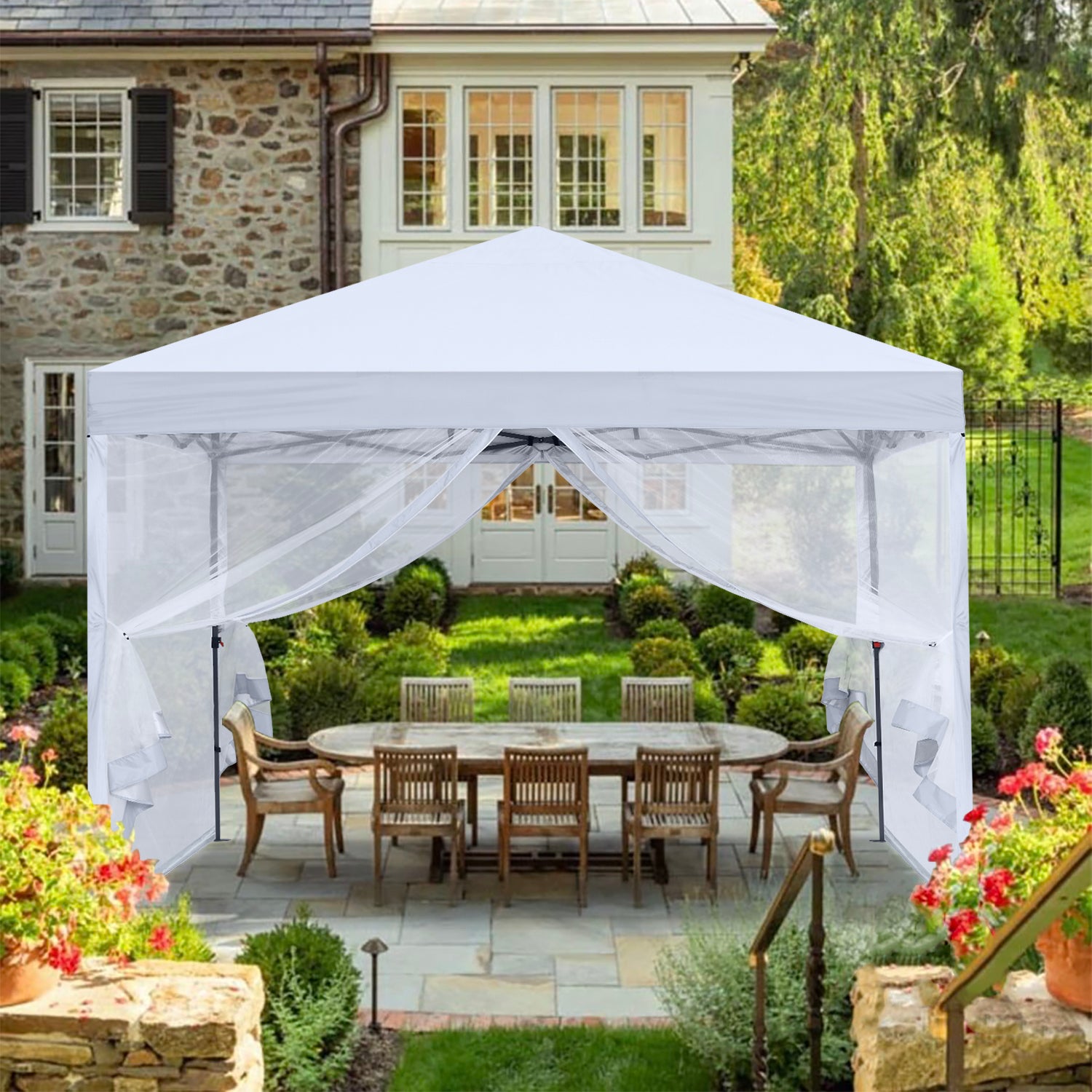 8x8/10x10 Outdoor Easy Pop up Canopy Tent with Netting Wall