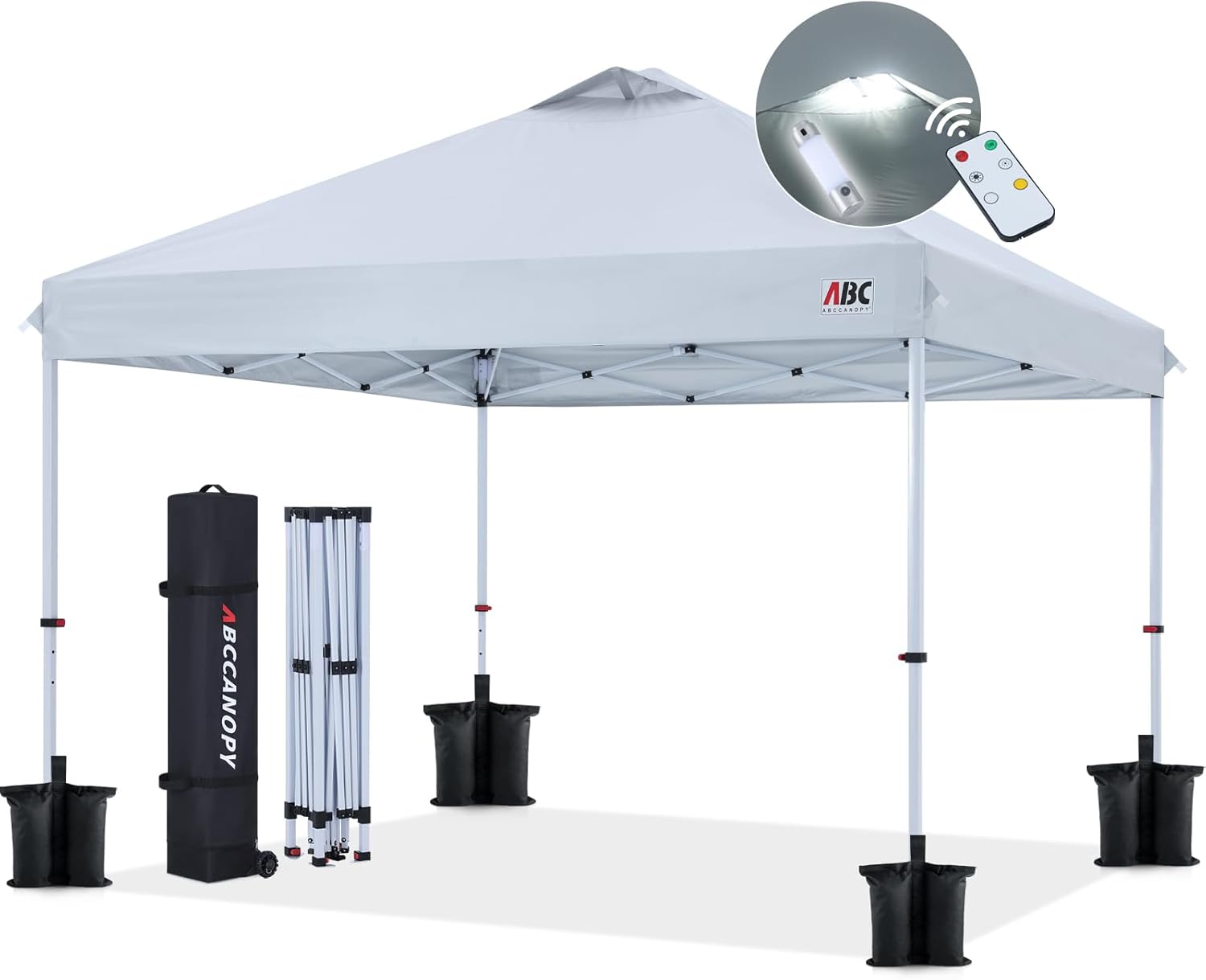 ABCCANOPY Durable Easy Pop up Canopy Tent 10x10 with LED Lights