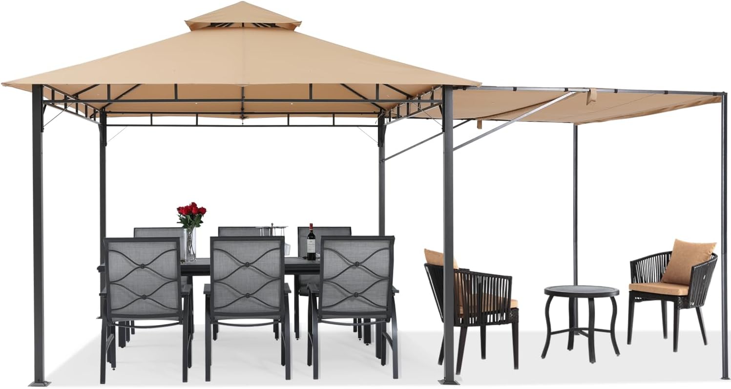 ABCCANOPY Outdoor Patio Gazebo 10x10 with Extra Awning Shade