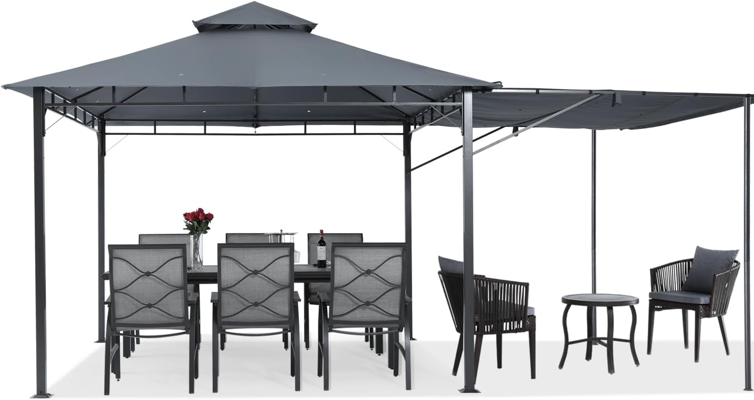 ABCCANOPY Outdoor Patio Gazebo 10x10 with Extra Awning Shade