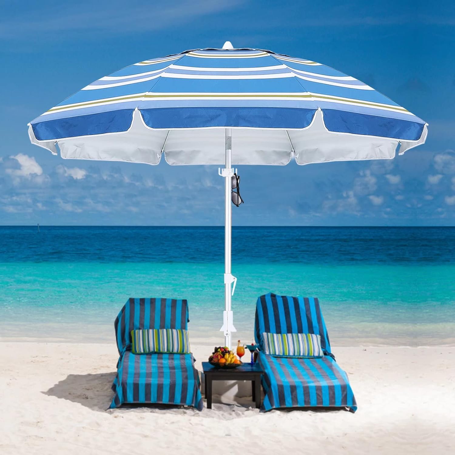 ABCCANOPY Beach Umbrella 6.5FT Outdoor Sunshade Umbrella UV 50+