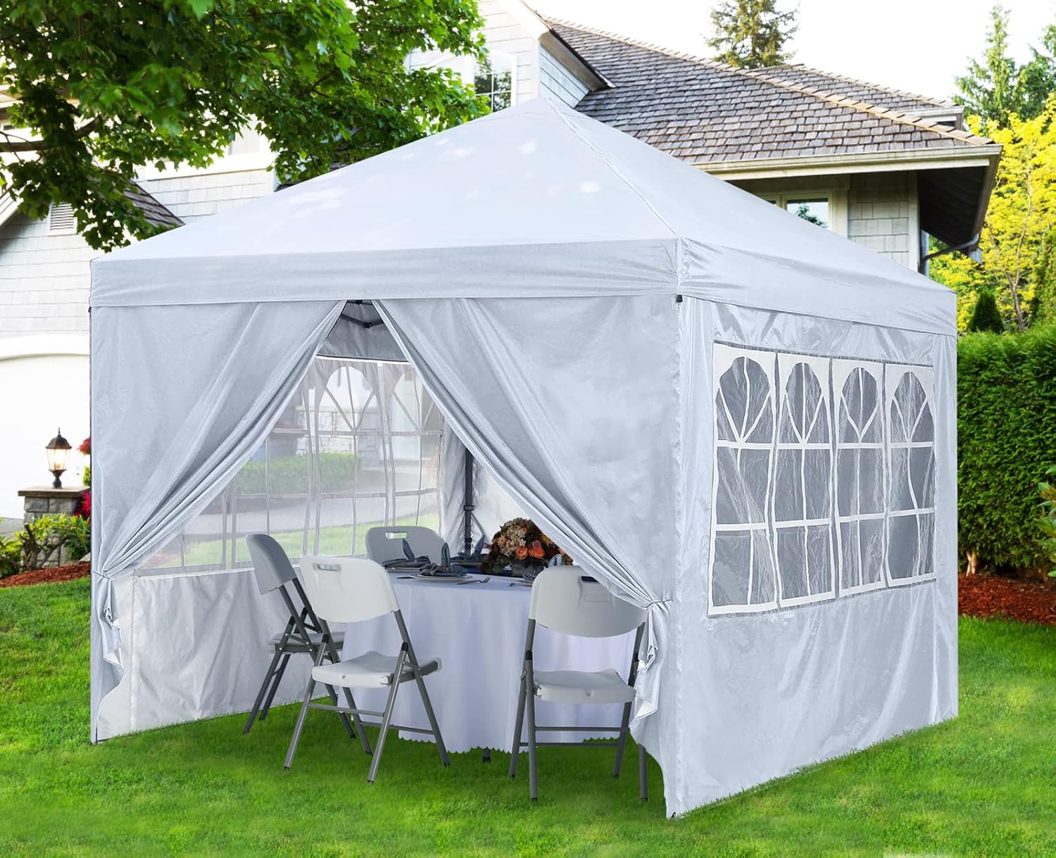 ABCCANOPY 10X10 Pop Up Canopy Tent Instant Shelter with Zipped Side Wall Church Window