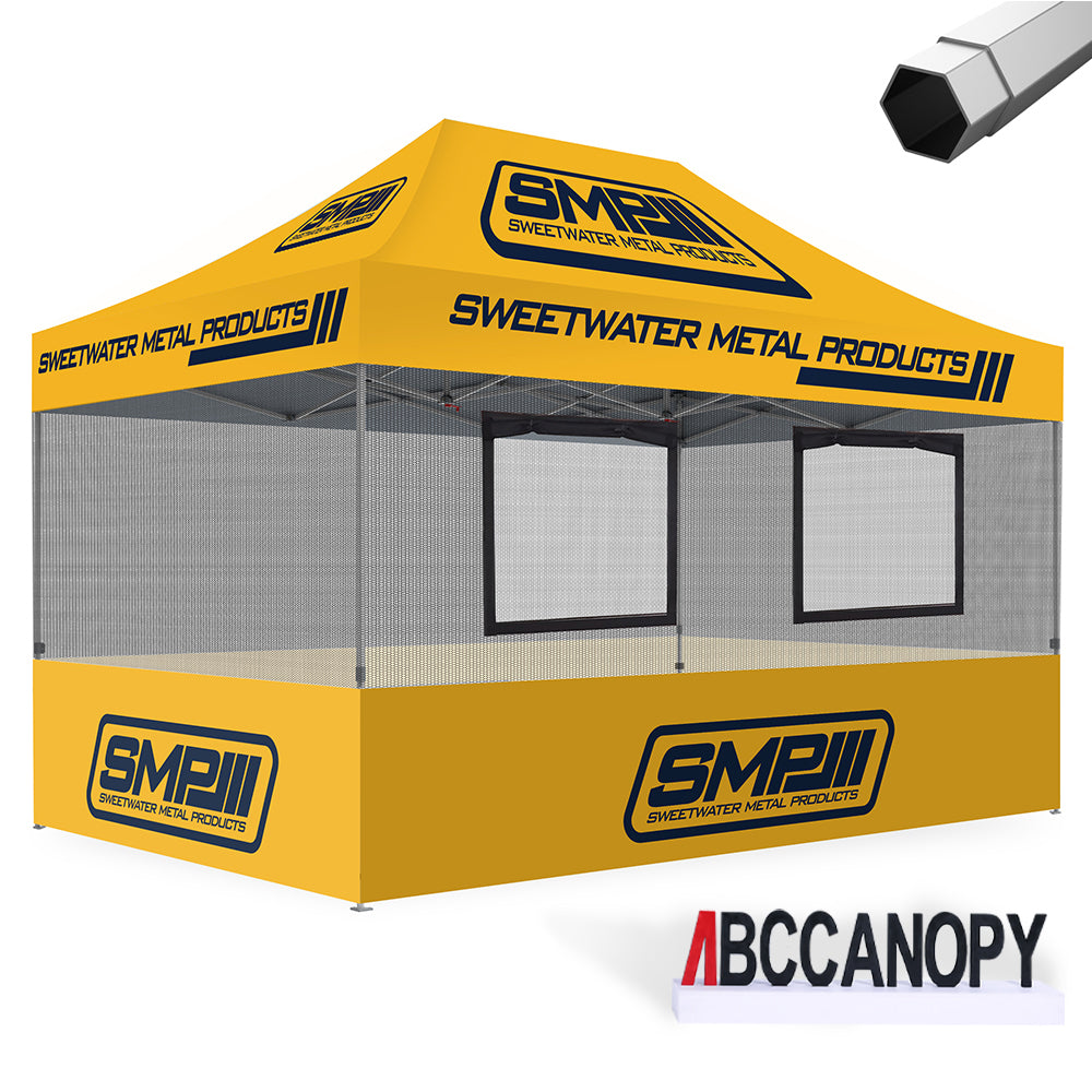 ABCCANOPY Custom Food Booth with 2 Roll-Up Serving Windows & Commercial-Grade Mesh