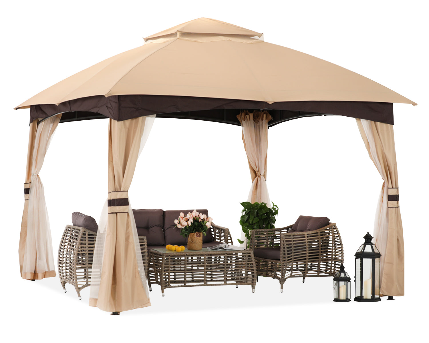 ABCCANOPY Double Soft Top Patio Gazebo 8x8 10x10 10x12 with Mosquito N ABCCANOPY